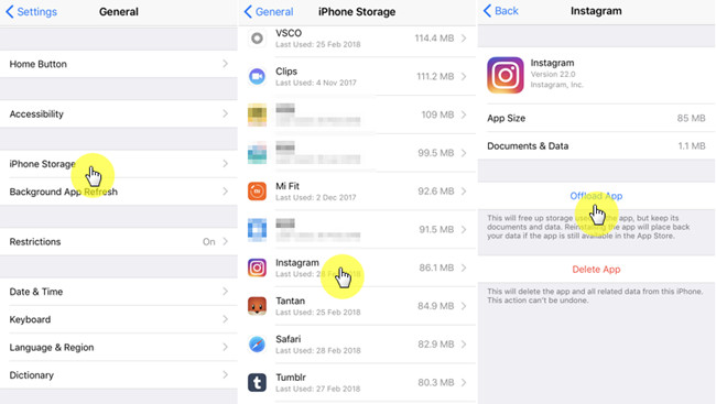 clear instagram cache on ios