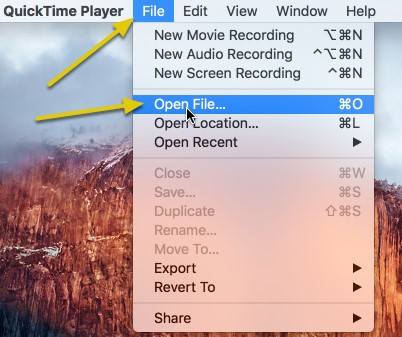 open video in quicktime