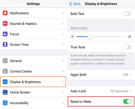 turn off rasie to wake feature on iphone