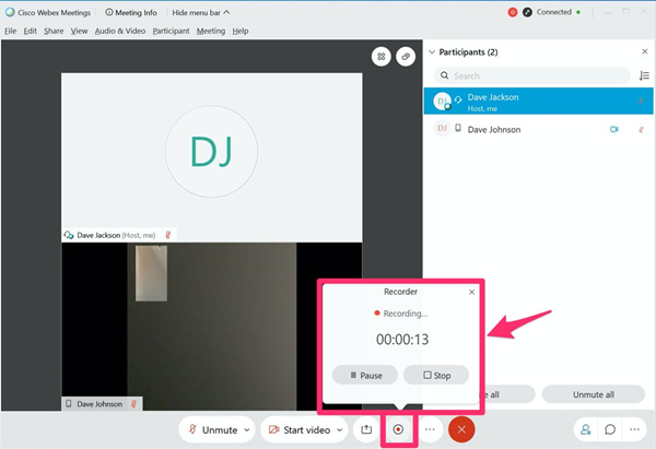 webex meeting built in recording tool