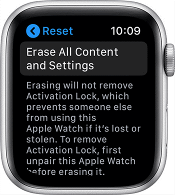 erase apple watch all content and settings