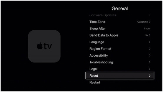 reset apple tv