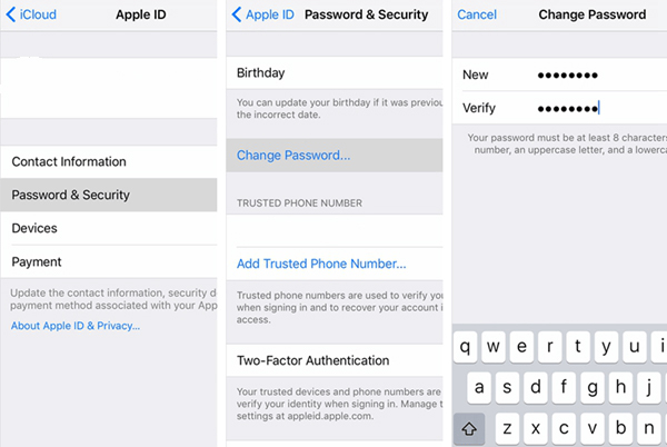 how to change apple id password