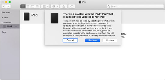 restore disabled ipad via itunes