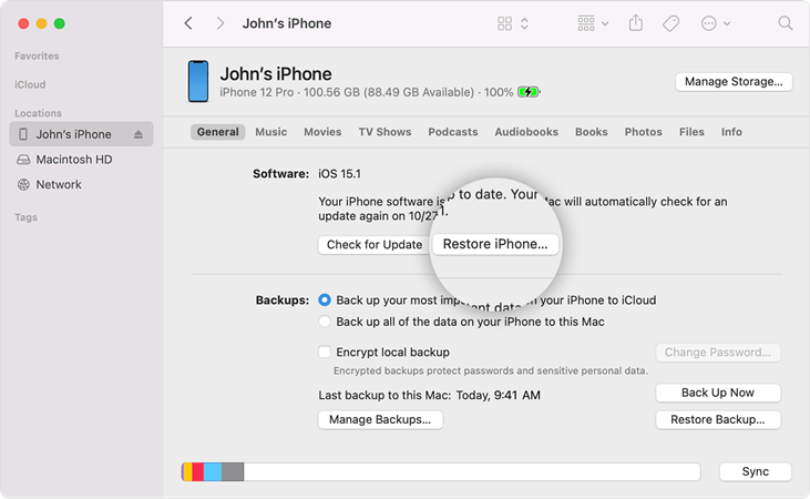 restore iphone via itunes