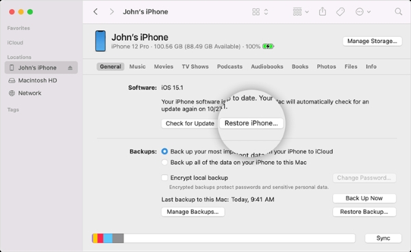 restore iphone using itunes