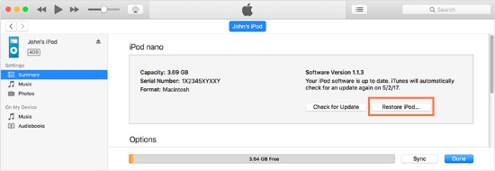 restore ipod with itunes