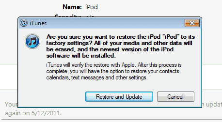 restore ipod via itunes