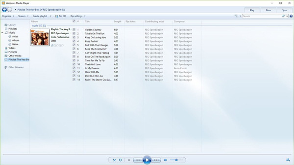 windows media player rip cd