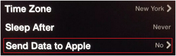 disable send data to apple