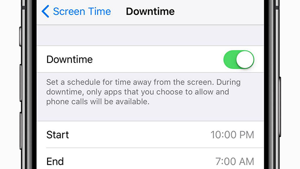 set downtime on iphone/ipad