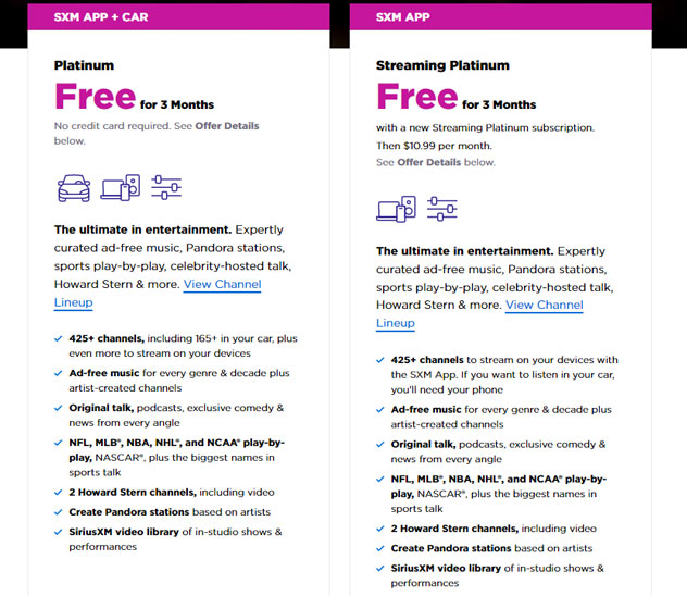 how to listen to siriusxm with siriusxm streaming plan