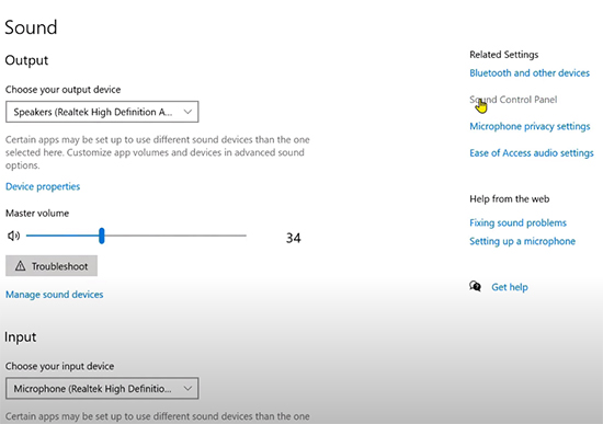 sound control panel to record desktop audio