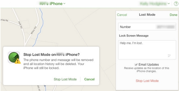 stop lost mode on icloud