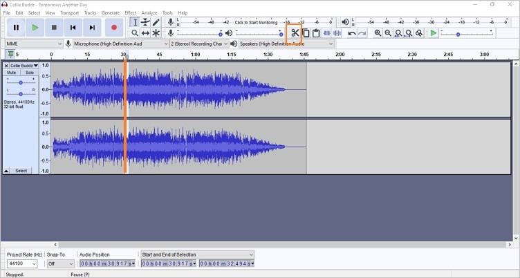 add the audio track to audacity