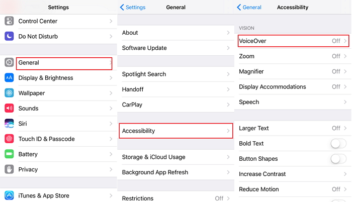 turn off voiceover feature