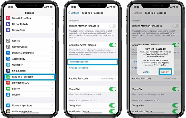 how to turn off lock screen iphone in settings 