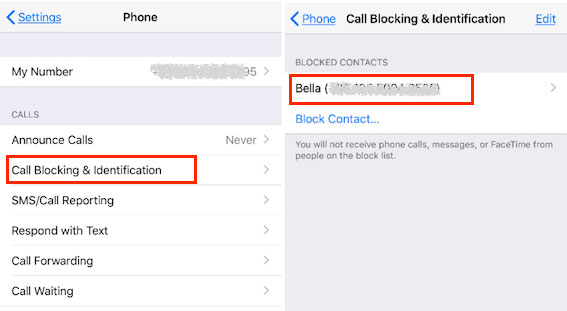 unblock contact list