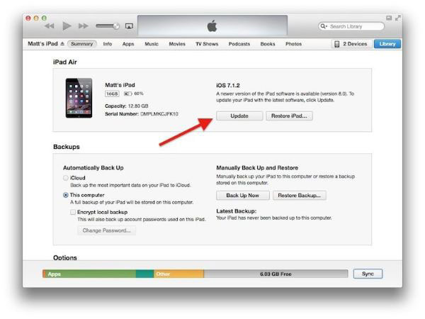 update ios via itunes
