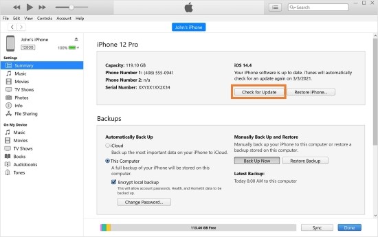 restore iphone via itunes