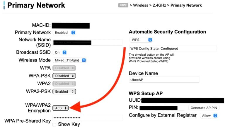 update security settings