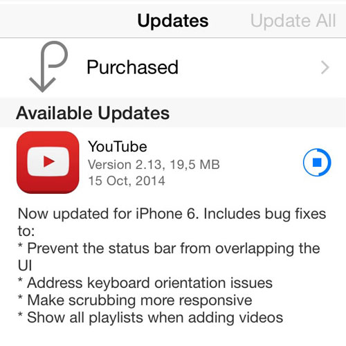 Update YouTube