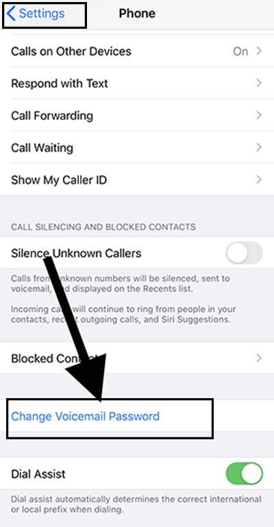 voicemail password