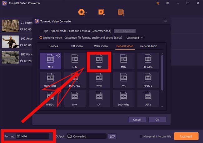 set output format