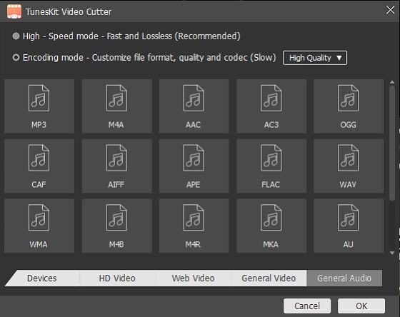 set output format of mp3 files